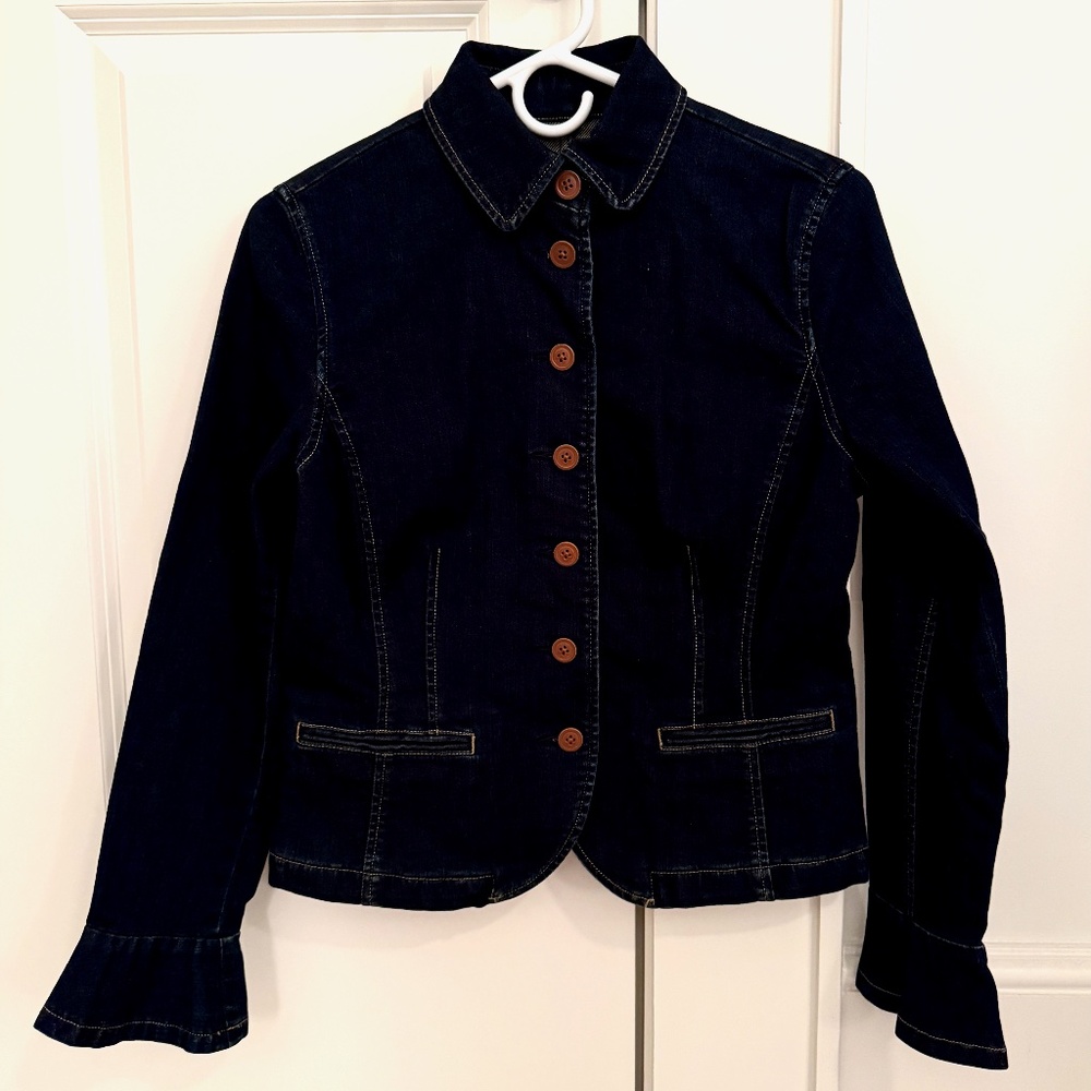 Ralph Lauren Navy Blue Fitted Denim Jeans Jacket - Size 8 Petite - New with Tag